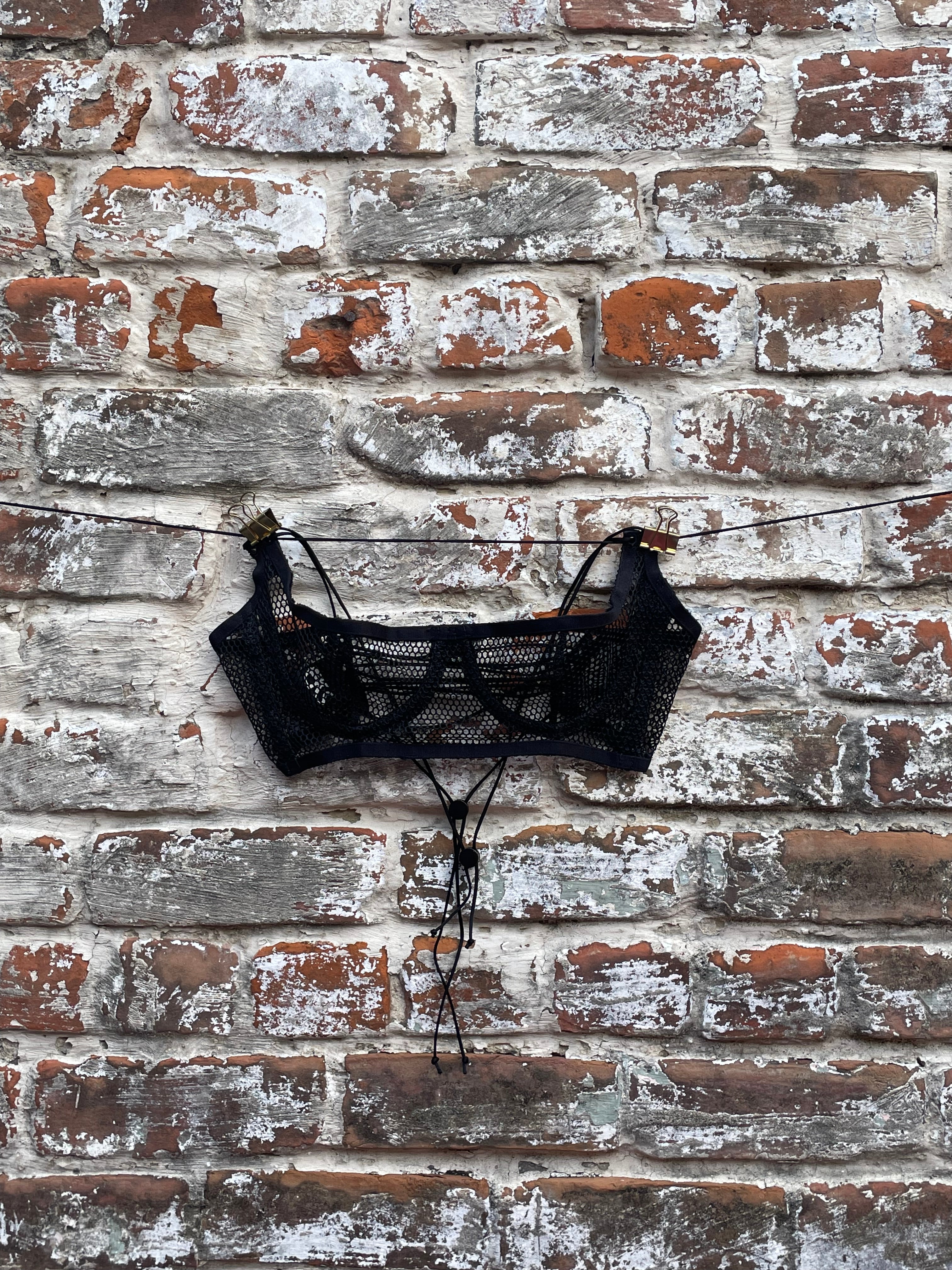 Mesh Quarter Cup Bra w/ Ties