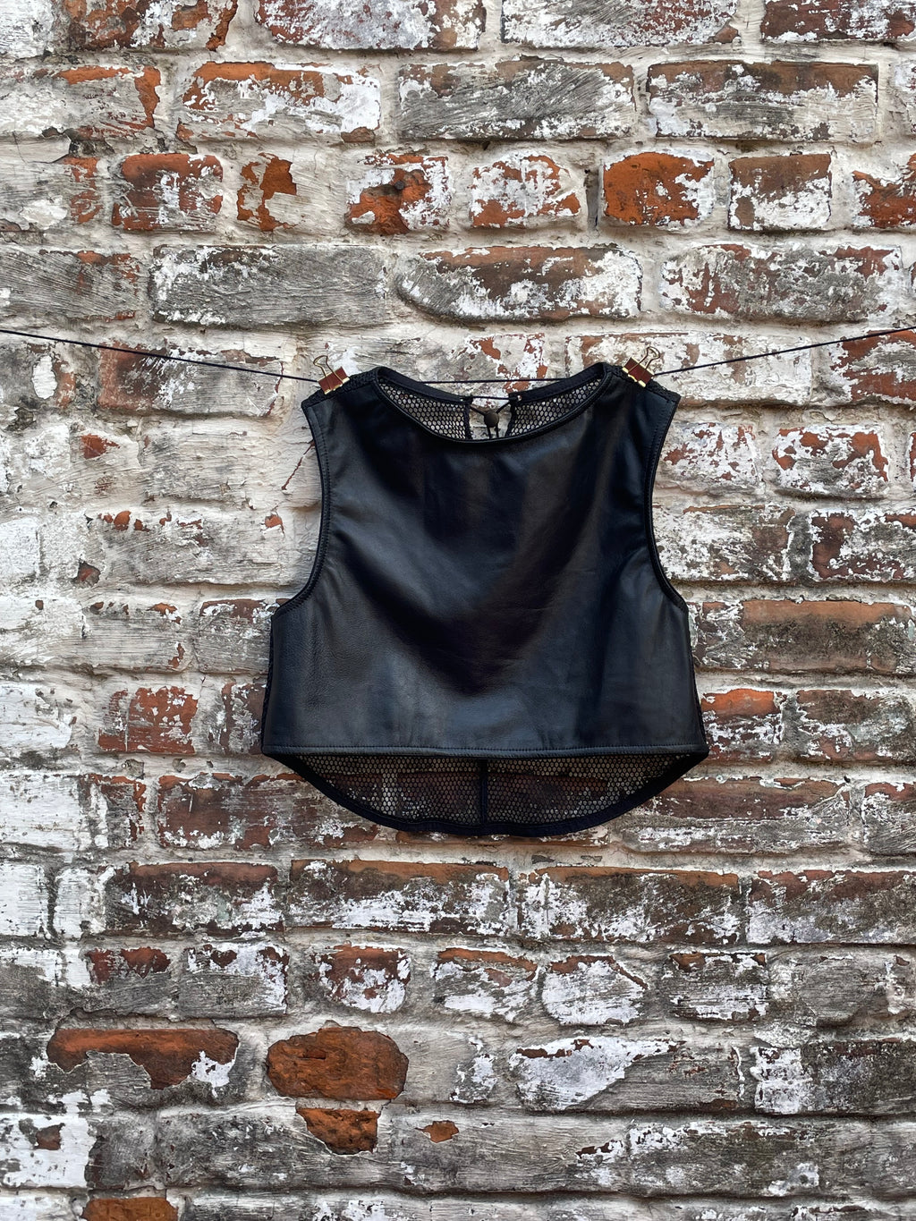 Leather + Mesh Crop Top