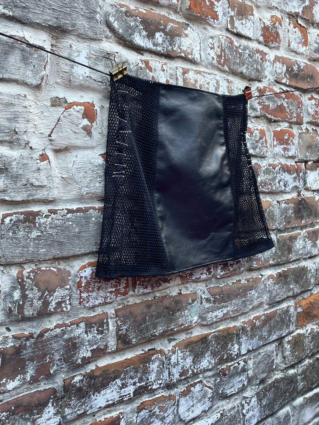 Leather & Mesh Skirt