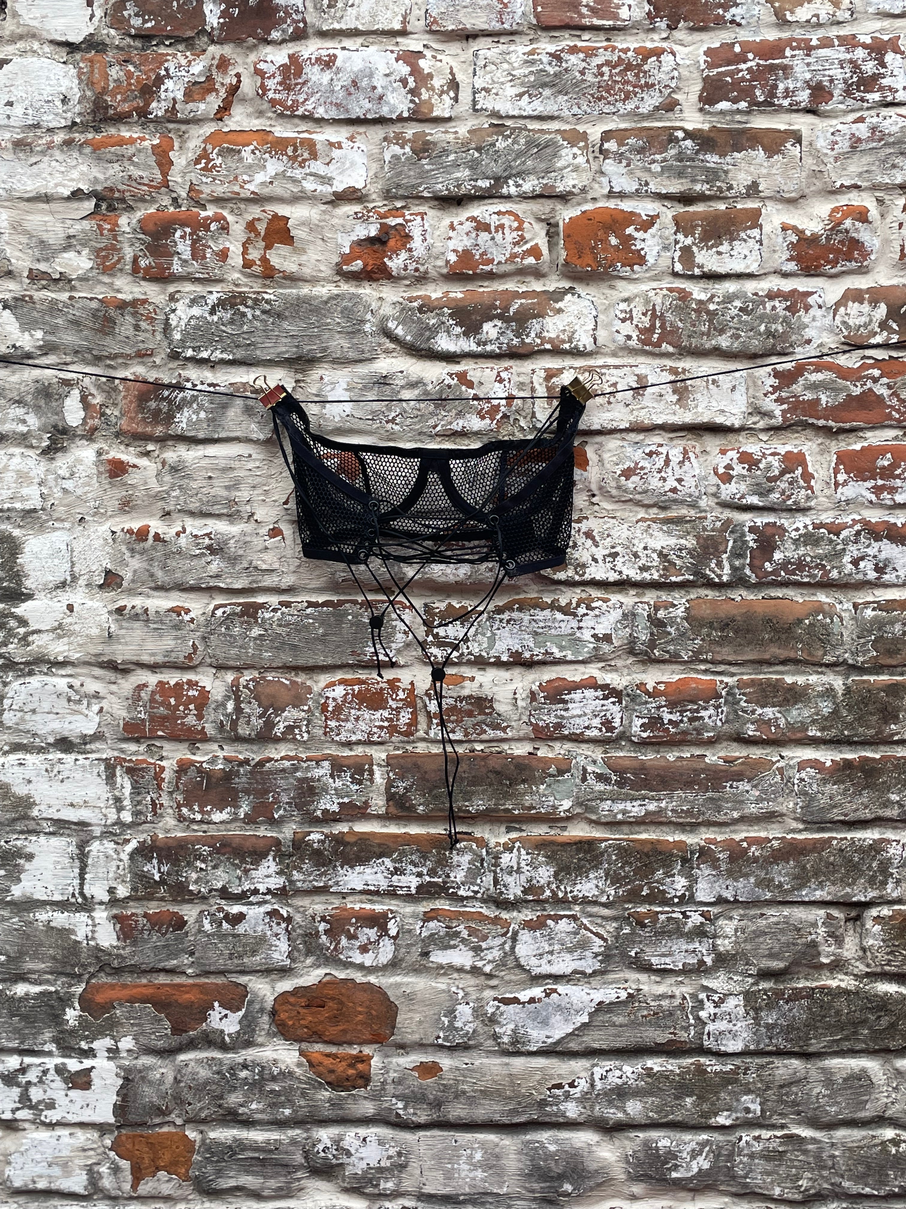 Mesh Quarter Cup Bra w/ Ties