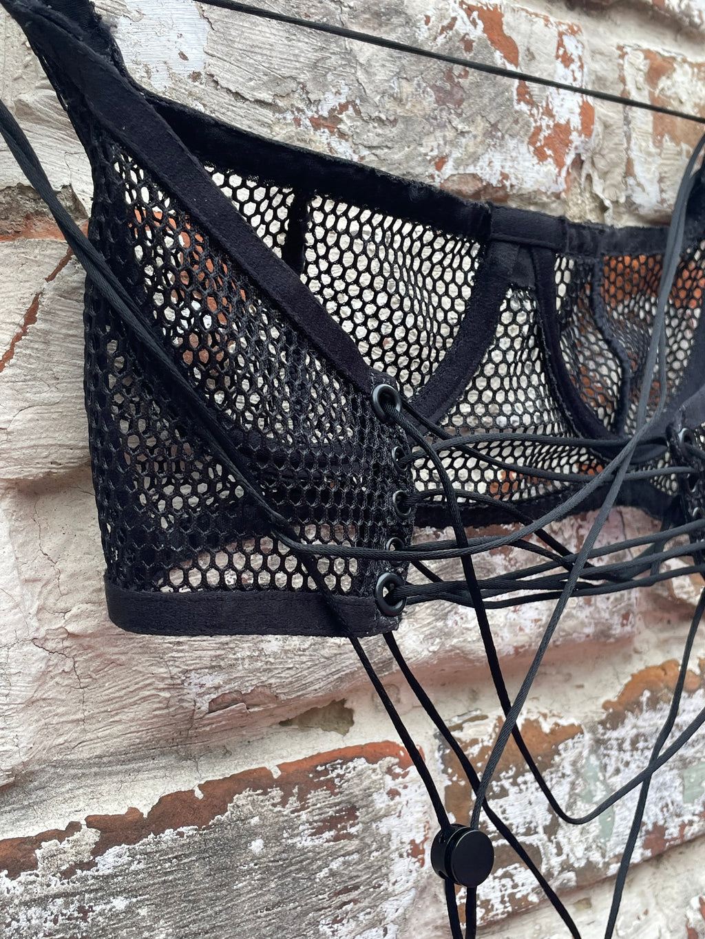 Mesh Quarter Cup Bra w/ Ties