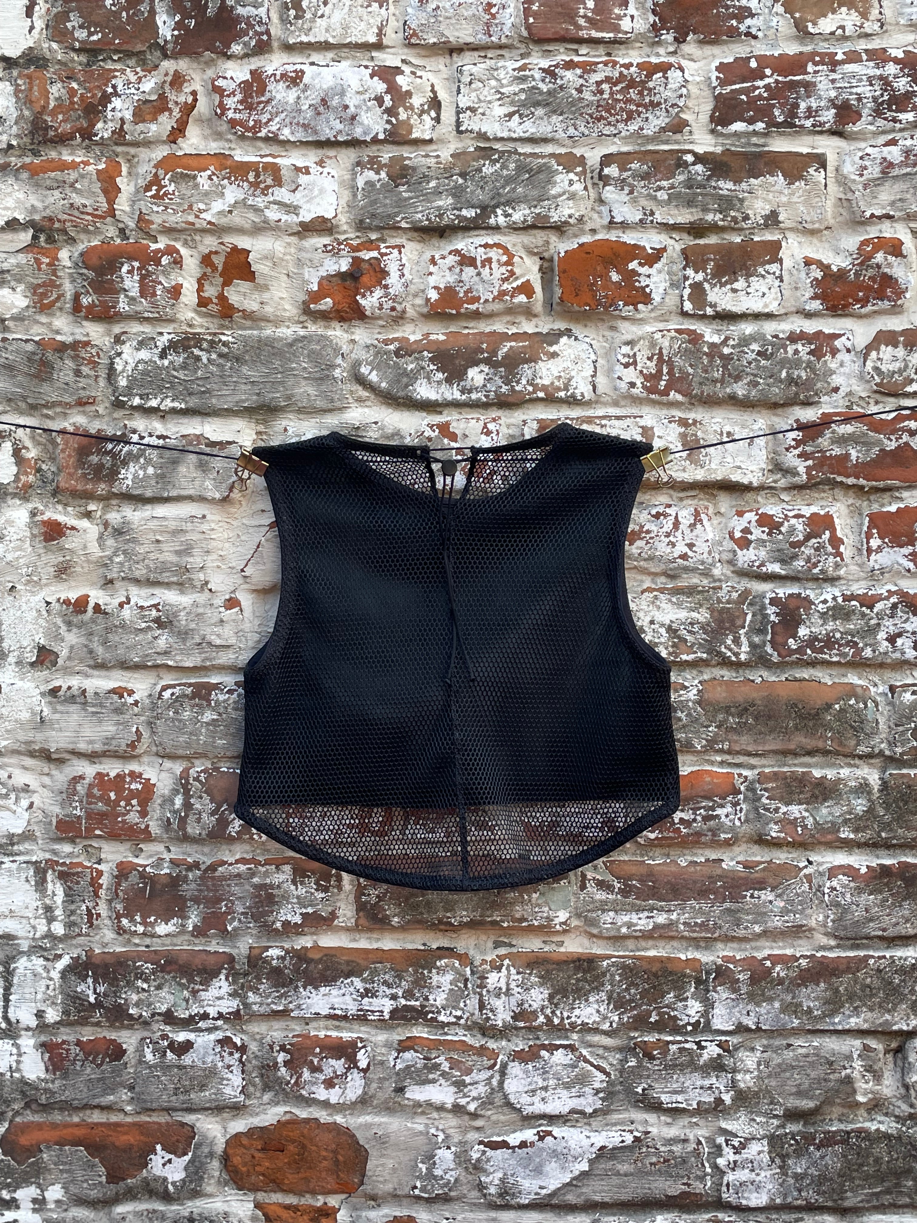 Leather + Mesh Crop Top