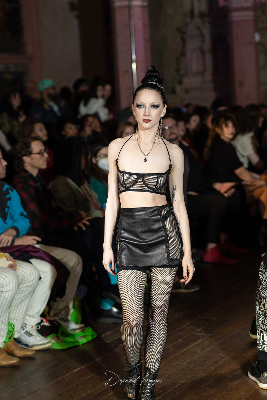 Leather & Mesh Skirt