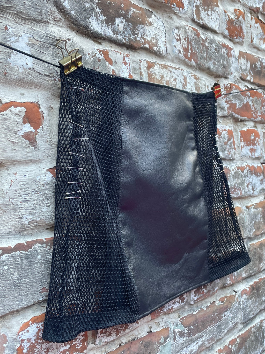 Leather & Mesh Skirt